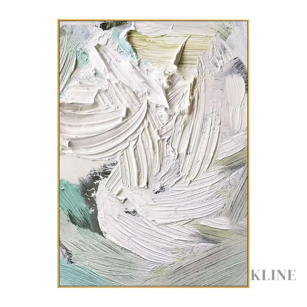 Heavy White and Turquoise Painting - Image 5