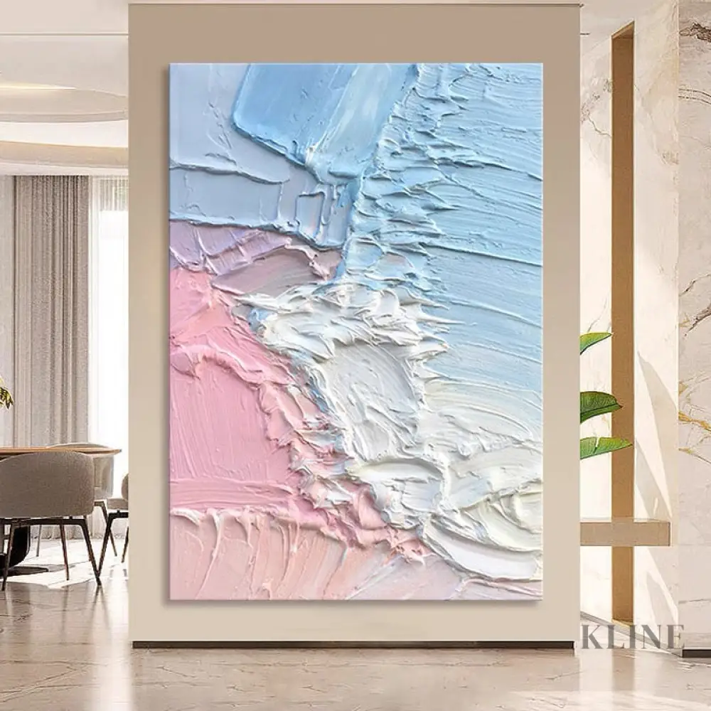 Pink and Blue Textured Painting - Image 4
