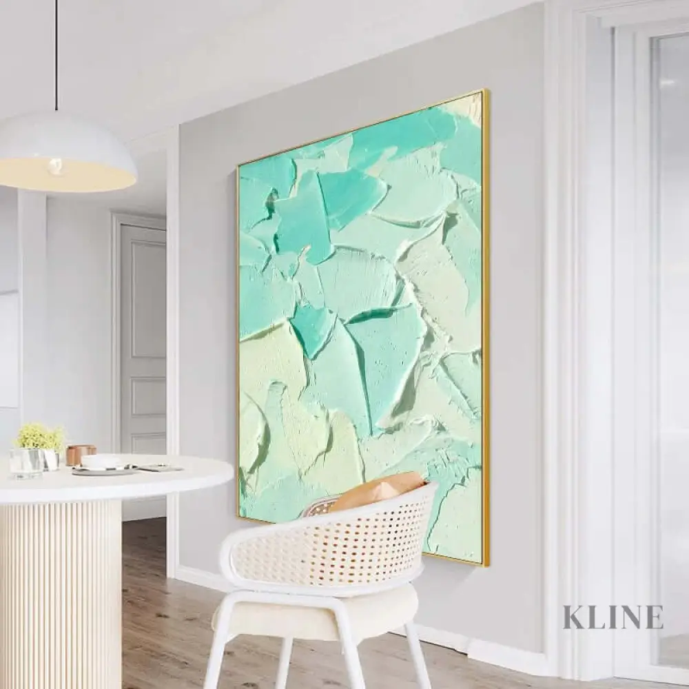 Turquoise Heavy Textured Painting - Image 3