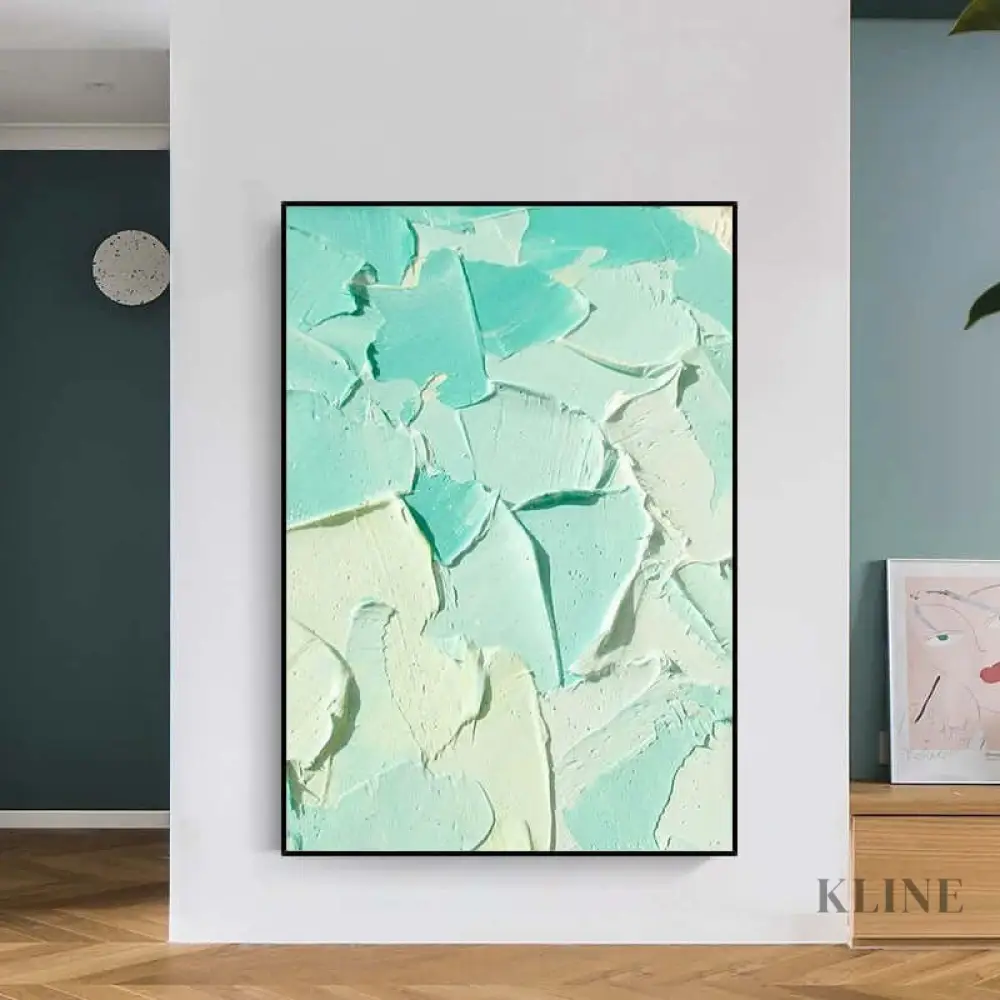 Turquoise Heavy Textured Painting - Image 4